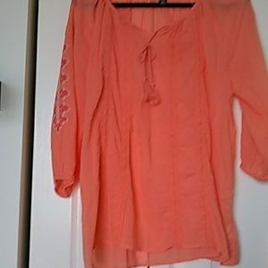 Ladies all cotton tunic with tassel and embroidery